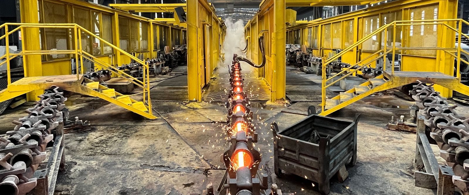 Walzlinie in einem Betonstahlwerk